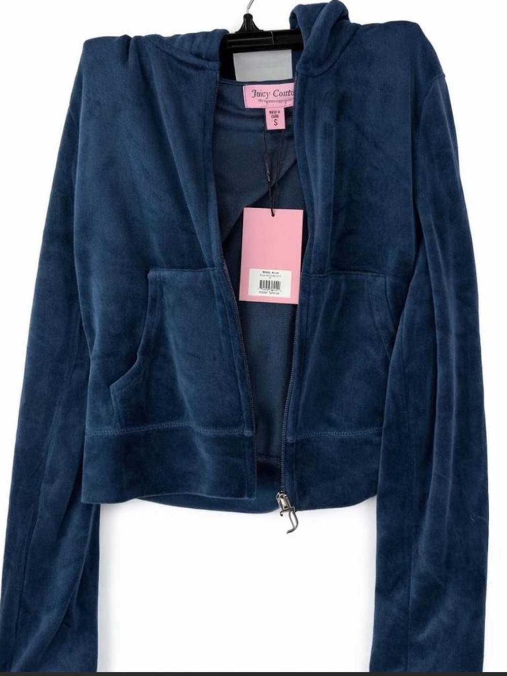 Juicy Couture Navy Velour Zip-Up Bomber Hoodie - Picture 3 of 3